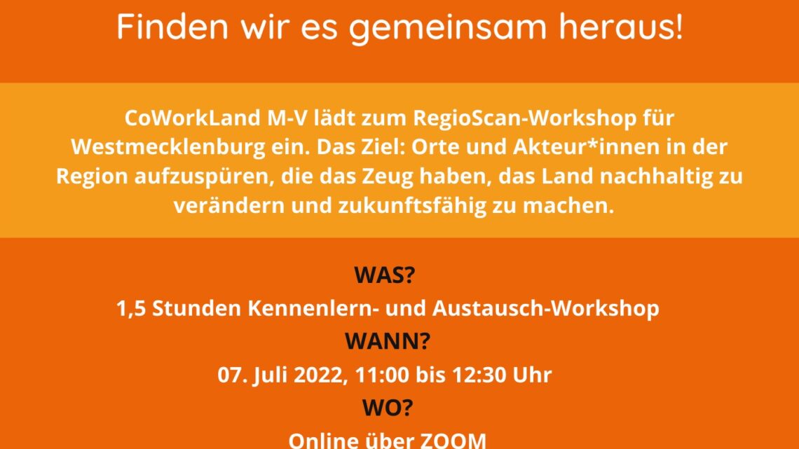 RegioScan Workshop: Was geht (in) Westmecklenburg?